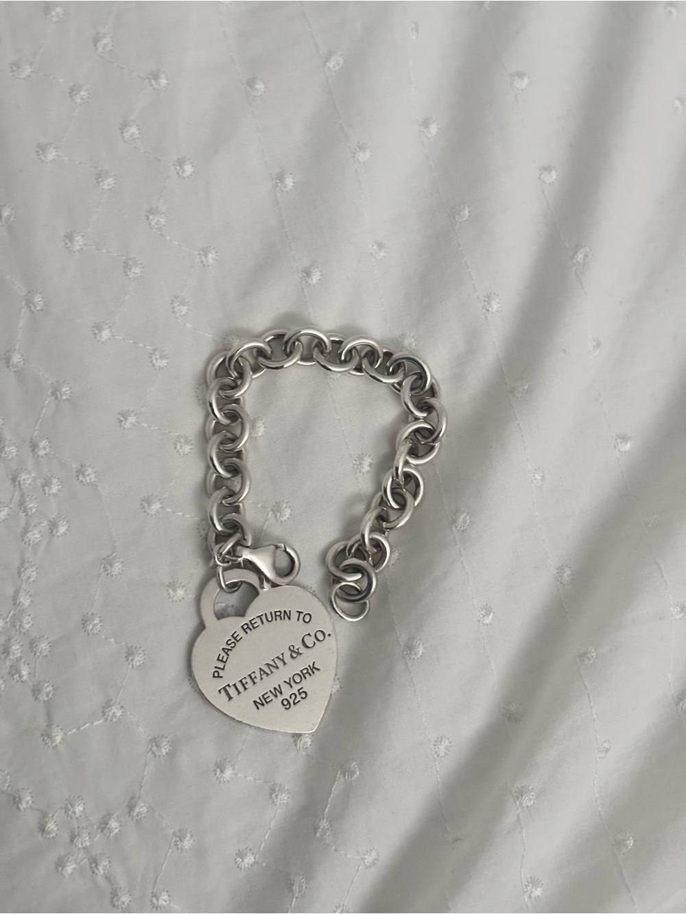 Tiffany & Co. Sterling Silver Heart Tag Charm Bracelet - Silver